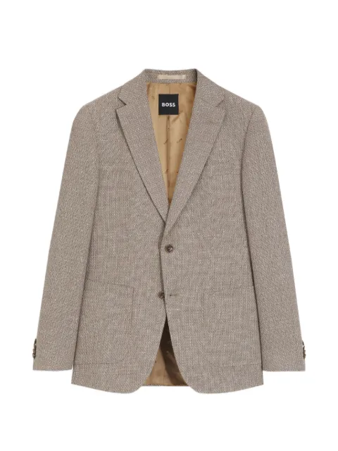 BOSS Slim-fit blazer in a patterned virgin-wool blend Neutrals 50567488