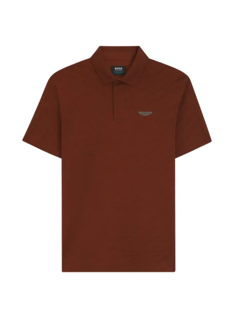 BOSS logo-plaque polo shirt Brown 50565174