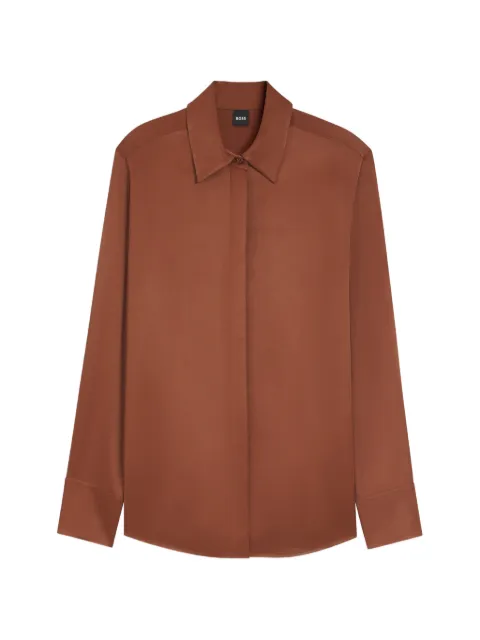 BOSS regular-fit satin-finish blouse Brown 50567541