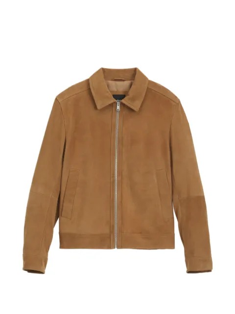 BOSS suede leather jacket with zipper closure Neutrals 50563869