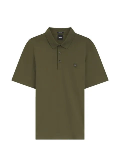 BOSS Double B monogram-patch polo shirt Green 50555829