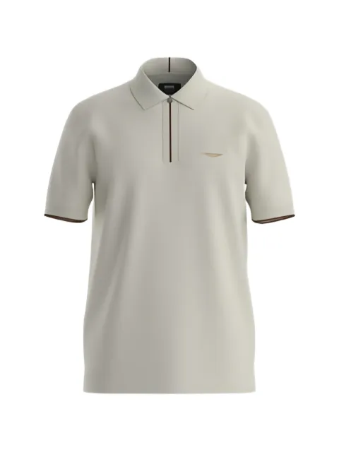 BOSS zip-fastening regular-fit polo shirt Neutrals 50575003