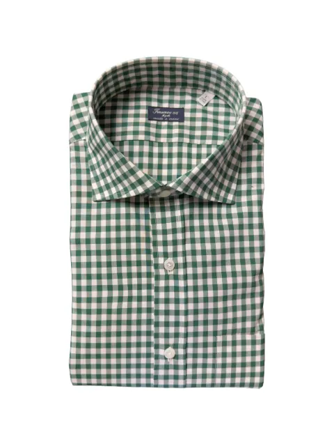 Finamore 1925 Napoli check spread-collar shirt Green NAPOLIZANTE040893