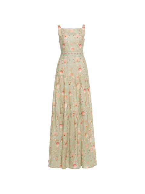 Agua By Agua Bendita Abeja seashell-print maxi dress Green 23690