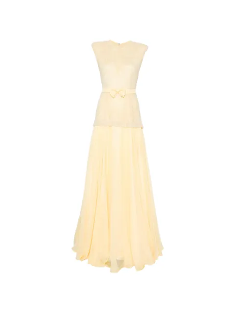 SILK LOVE & LACE Mabel bow-detail maxi dress Yellow 18R2
