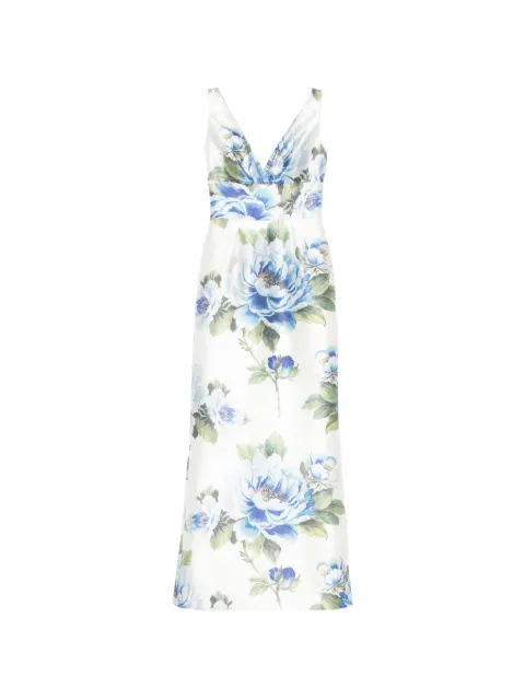 SILK LOVE & LACE Coralia floral-print bow-detail maxi dress White 16R8