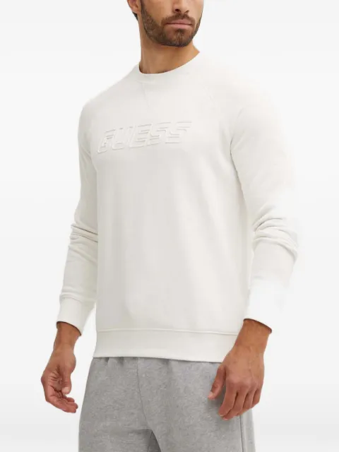 GUESS USA logo-embossed raglan-sleeve sweatshirt White Z4YQ16KAIJ1