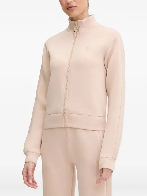 GUESS USA logo-embossed zip-up sweater Neutrals V2YQ17K7UW2