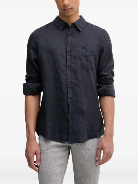 GUESS USA logo-embroidered pocket shirt Blue M6GH59W1827