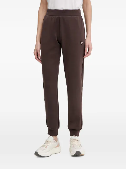 GUESS USA logo-plaque cuffed track pants Brown V4YB08KCAY2
