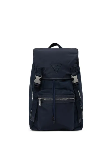 GUESS USA Berlin logo-patch buckle-fastening backpack Blue HMBENYP6311