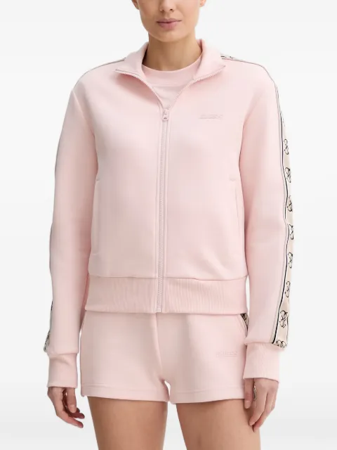 GUESS USA logo-tape zip-up sweatshirt Pink V2YQ16KB3P2