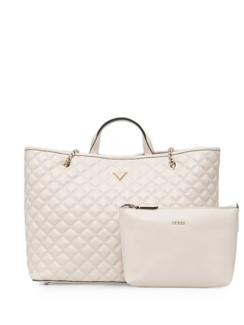 GUESS USA quilted logo-plaque tote bag Neutrals HWQG9673290