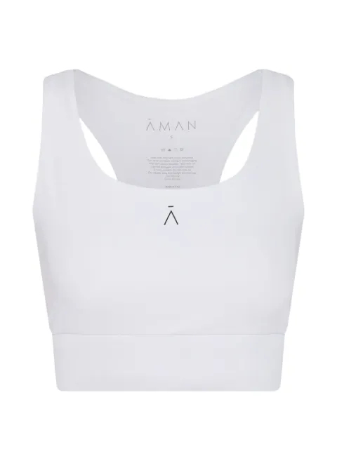 AMAN logo-print racerback crop top White CWAMTC60080