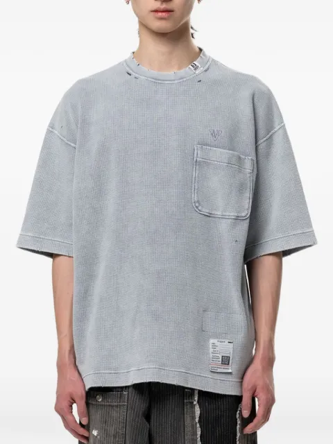 Maison MIHARA YASUHIRO waffle-knit chest-pocket T-shirt Grey J16TTSS811