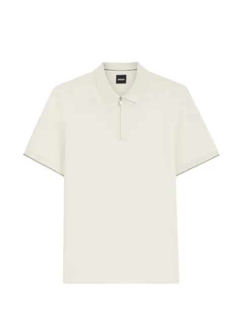 BOSS zip-fastening polo shirt Neutrals 50564941
