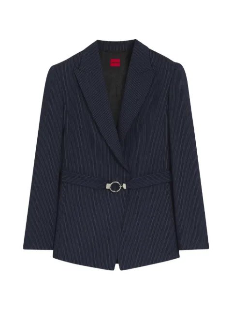 HUGO pinstripe-print belted blazer Blue 50564126