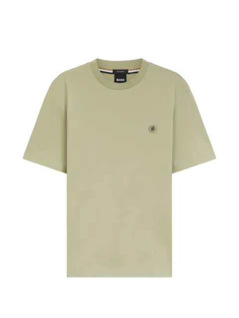 BOSS Double B monogram-patch T-shirt Green 50555844