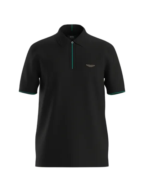 BOSS logo-patch tipped polo shirt Black 50575003