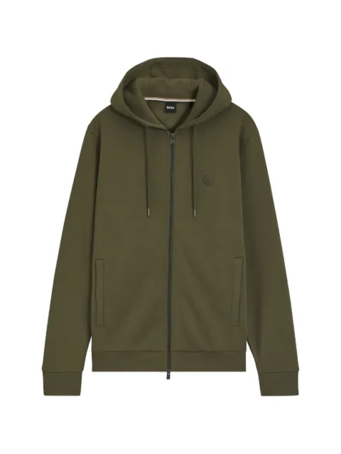 BOSS cotton-blend zip-up hoodie with Double B monogram Green 50555851