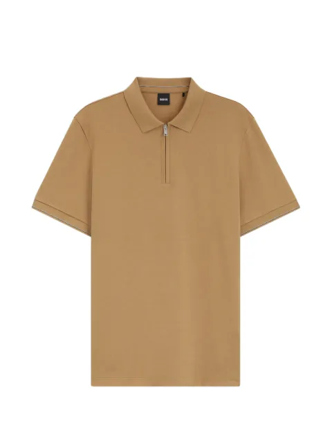 BOSS zip-fastening short-sleeve polo shirt Neutrals 50564941