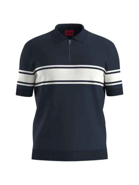 HUGO printed stripes polo shirt Blue 50564245