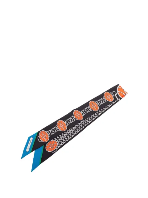 Hermès Pre-Owned 2010-2025 Lift Profile Silk Twilly Scarf scarves Black E2QX8MOJJH2OQJN0