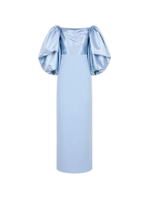 Solace London Floris off-shoulder puff-sleeve maxi dress Blue OS43018