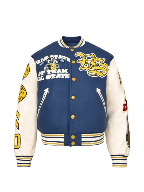 Vale Friday patch-detail varsity jacket Blue VAL175