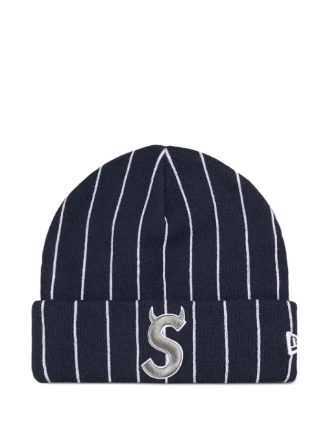 Supreme New Era Devil S pinstripe beanie hat Blue SU27488
