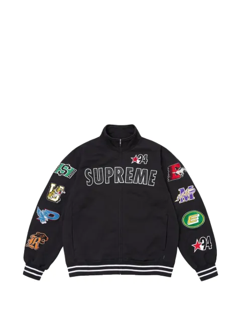Supreme logo-patch zip-up jacket Black SU27487