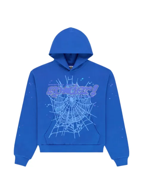 SP5DER Punk V2 rhinestone-embellished hoodie Blue SP5DER408