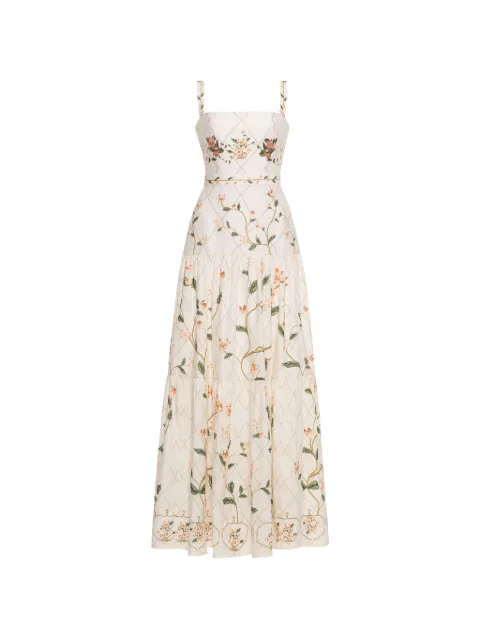 Agua By Agua Bendita Lima Navegante embroidered tiered maxi dress Neutrals 21975