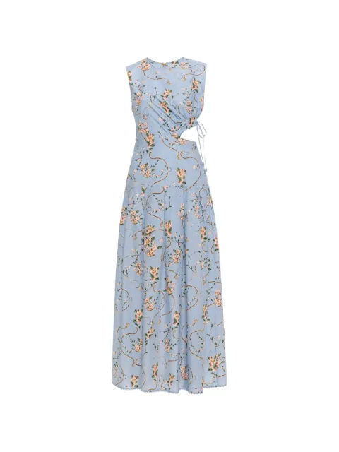 Agua By Agua Bendita Otono Navegante cut-out floral-print midi dress Blue 21974NAVEGANTE