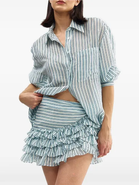 Aston Studio Noah ruffled striped mini skirt White AS22686POWDERANTIQUESTRIPE