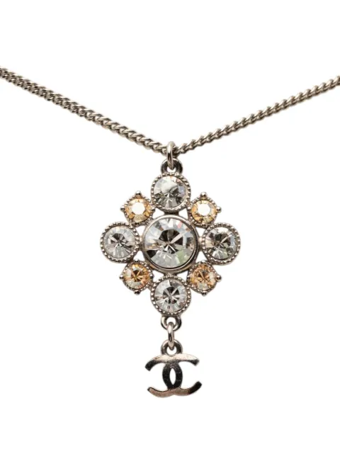 CHANEL Pre-Owned 2011 Brass CC Strass Pendant Necklace costume necklace Silver 4S5W9T4P2DNEFAKF