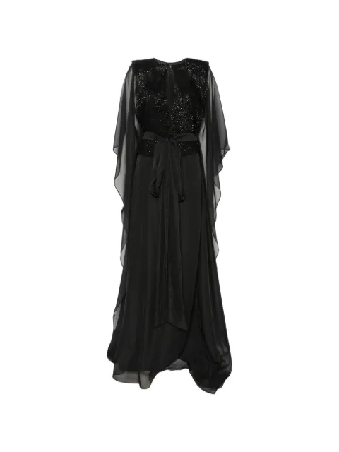 SILK LOVE & LACE Artemis sequin-embellished maxi dress Black 18R3