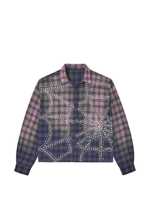 Vale Inferno crystal-embellished flannel shirt Purple VALE10008VFIFBBL
