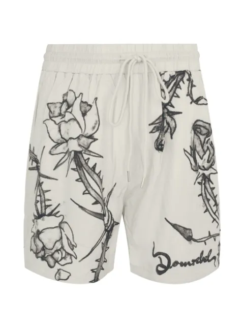DOMREBEL graphic-print drawstring shorts Neutrals 3149INKED