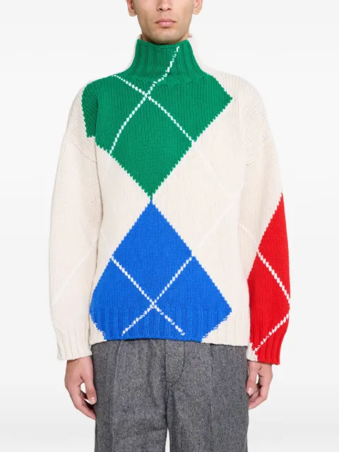 JW Anderson argyle-knit turtle-neck sweater Neutrals KW1549YN0470106