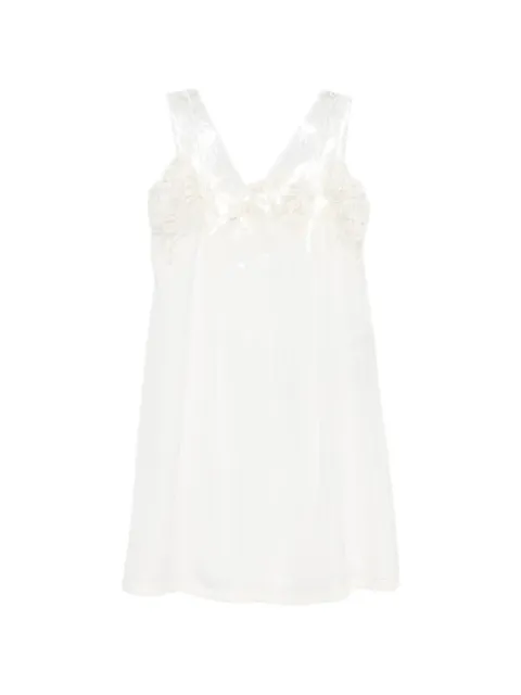 Maison Margiela lace-trim tulle-overlay dress Brown S29DA0010M35850