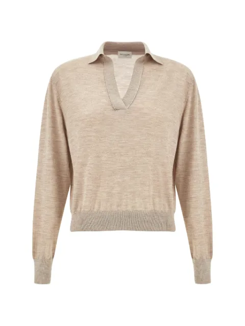 Paul & Shark V-neck knitted cashmere polo top Neutrals 26451606029