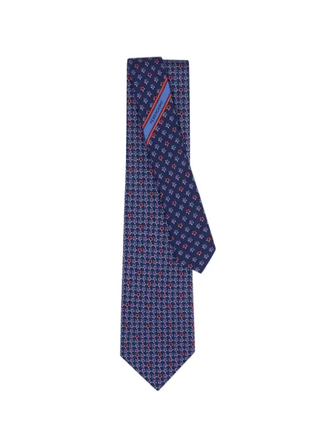 Ferragamo turtles-print silk tie Blue 794738