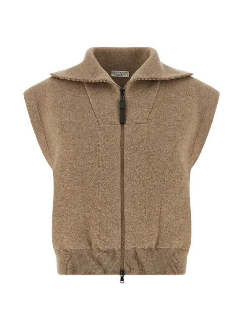 Brunello Cucinelli zip-up sleeveless cardigan Neutrals M12237846PC077