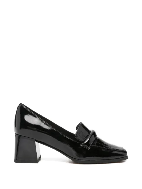 LINDA BAUMANN croc-effect block-heel pumps Black 659325241