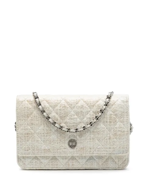 CHANEL Pre-Owned 2012-2013 CC Coated Tweed Wallet On Chain crossbody bag Brown BTOVJSDVVKCZ4P65