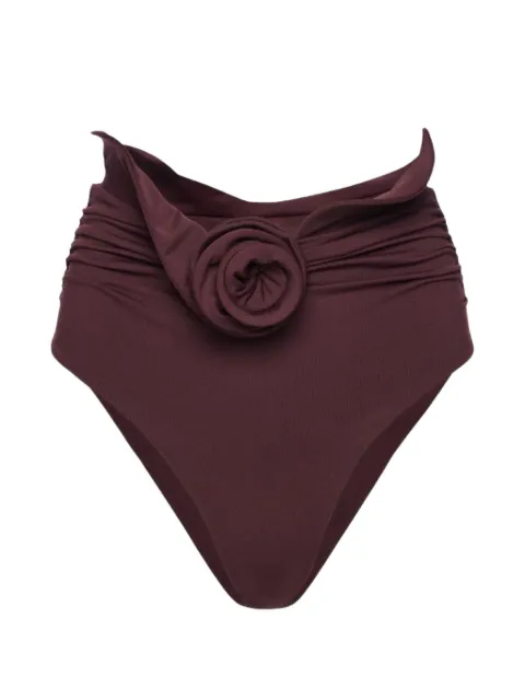 Magda Butrym flower-motif ruched bikini bottoms Red RE26SWIMBOTTOM03