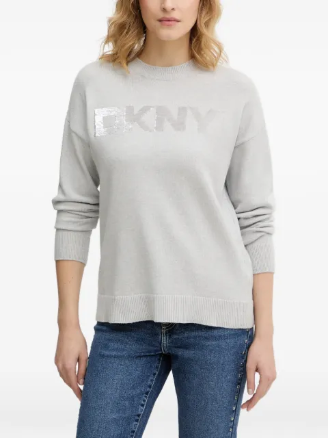 DKNY sequin-logo sweater Grey DJ4R0407