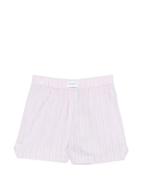 WRSTBHVR vertical-stripe logo-patch shorts Pink W9026SB3342