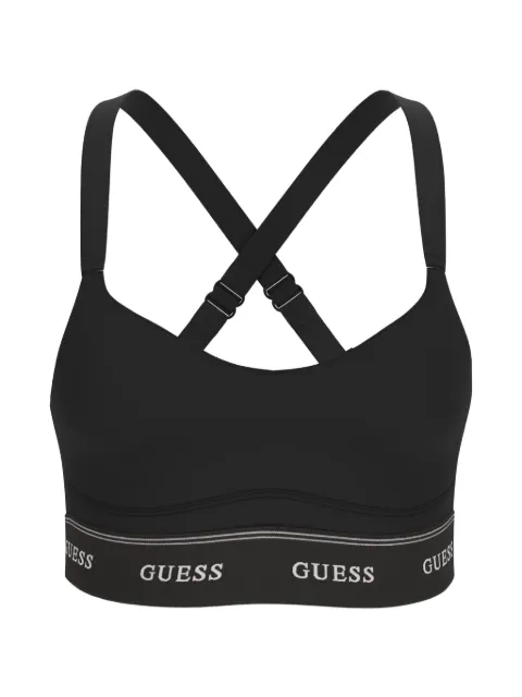 GUESS USA Alba logo-tape cross-back bra Black V5BP02K1942